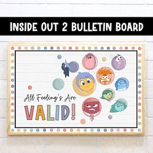 Inside Out 2 Bulletin Board Kit for School Counselors, Classroom Bulletin Board Decor, Social Emotional Learning, Coping Skills Therapy Tool