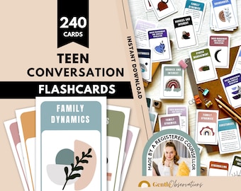 240 Teen Conversation Cards for Counseling Teens, Family Therapy, Teen Question Cards Therapy Tools, Group Therapy Teen Conversation Starter