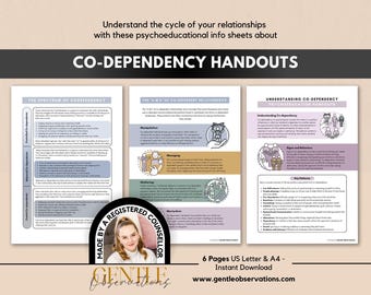 Co-Dependency Psychoeducation Handouts, Setting Healthy Boundaries for Relationship Addiction, Self-Awareness Sheets for Independence