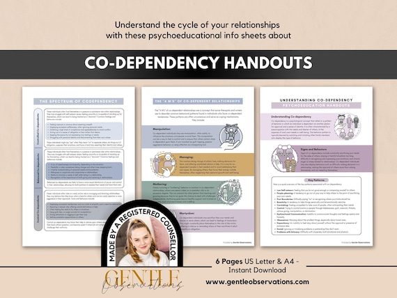 Co-Dependency Psychoeducation Handouts, Setting Healthy Boundaries for Relationship Addiction, Self-Awareness Sheets for Independence