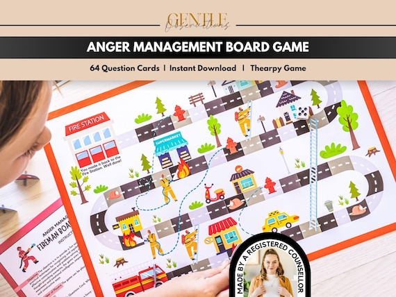 Anger Management Therapy Game for Kids, Conflict Resolution, Problem Solving, Group Therapy, Ice-Breaker Games, School Counseling Worksheets