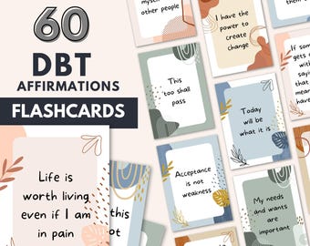 DBT Affirmations Flashcards, Coping Skills, Therapy Aid (Digital Download)