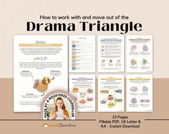 The Drama Triangle Workbook for Relationship Couples Counseling, Relationship Worksheets for Couples Therapy & Mental Health Professionals