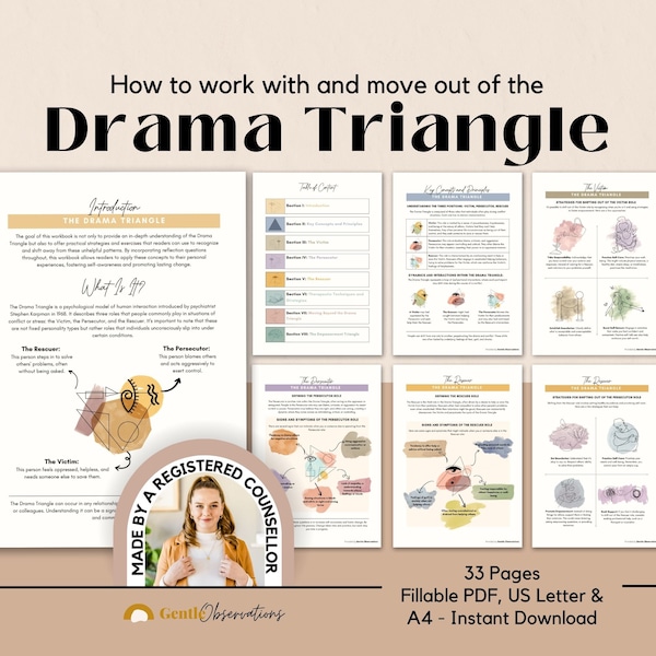 The Drama Triangle Workbook for Relationship Couples Counseling, Relationship Worksheets for Couples Therapy & Mental Health Professionals