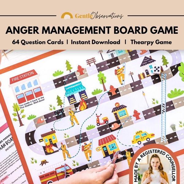 Anger Management Therapy Game for Kids, Conflict Resolution, Problem Solving, Group Therapy, Ice-Breaker Games, School Counseling Worksheets