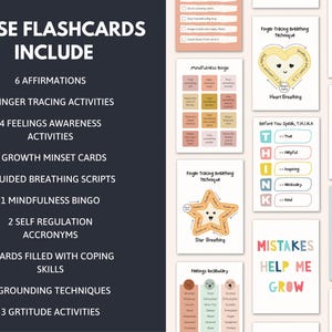 Anxiety, Depression, PTSD/Trauma and Kids Coping Skills Cards Bundle, DBT Skills, CBT Techniques, Breathing Scripts, Cognitive Distortions image 9