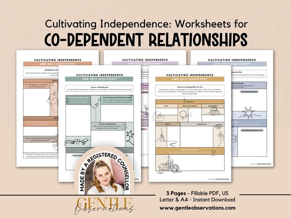 Self-Awareness Worksheets for Co-Dependent Relationships, Finding Yourself In Co-Dependent Relationships, Codependency Therapy Worksheets
