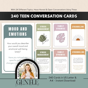 240 Teen Conversation Cards for Counseling Teens, Family Therapy, Teen Question Cards Therapy Tools, Group Therapy Teen Conversation Starter