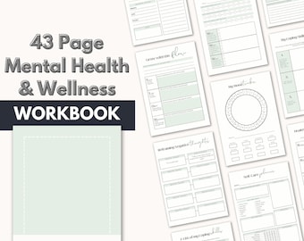 Cuaderno de trabajo imprimible sobre salud mental, ejercicios de TCC, registro de estado de ánimo (PDF)