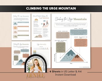 Urge Management Technique for Eating Disorders Recovery & Sobriety and Addictions Counseling, Mental Health Tracker, Counseling Worksheets