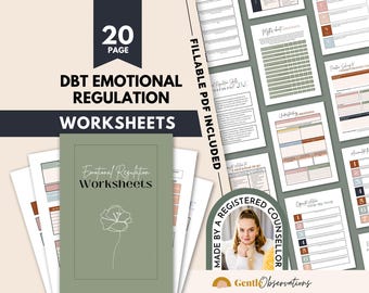 DBT Emotional Regulation Worksheets, Therapy Skills (Fillable PDF)