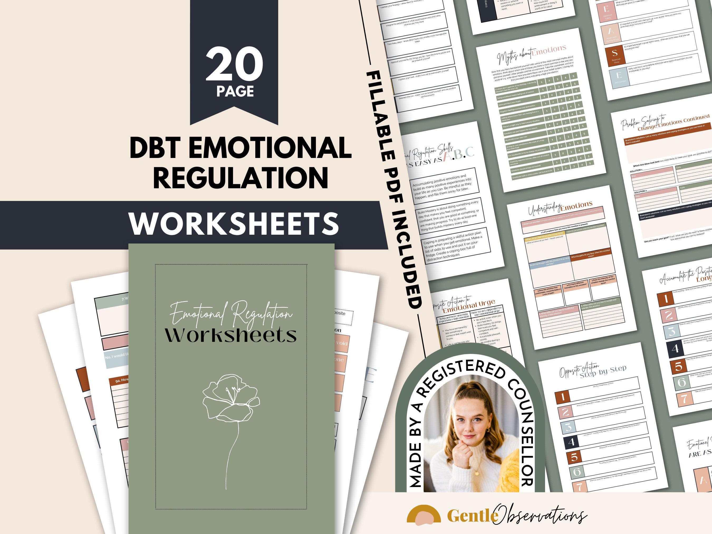 Buy DBT Emotional Regulation Worksheets, Therapy Skills (fillable PDF ...