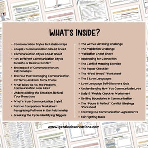Couples Therapy Workbook: Communication Styles, Boundary Setting - Digital Download image 2