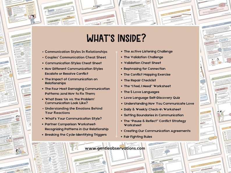 Couples Therapy Workbook: Communication Styles, Boundary Setting - Digital Download image 2
