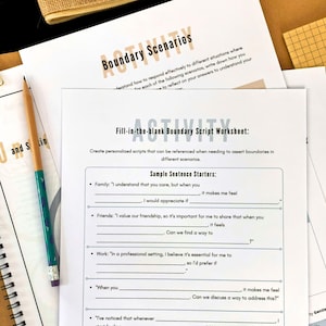 Boundaries Workbook for Teens & Adults, Mental Health Self-Care Book, Couples Counseling Sheets, Boundary Setting Statements and Scripts image 4