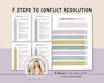 Conflict Resolution Psychoeducational Sheets and Coping Skills for Managing Difficult Conversations, Relationship Worksheets, Couples Sheets
