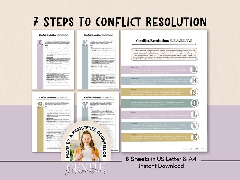 Conflict Resolution Psychoeducational Sheets and Coping Skills for Managing Difficult Conversations, Relationship Worksheets, Couples Sheets image 1