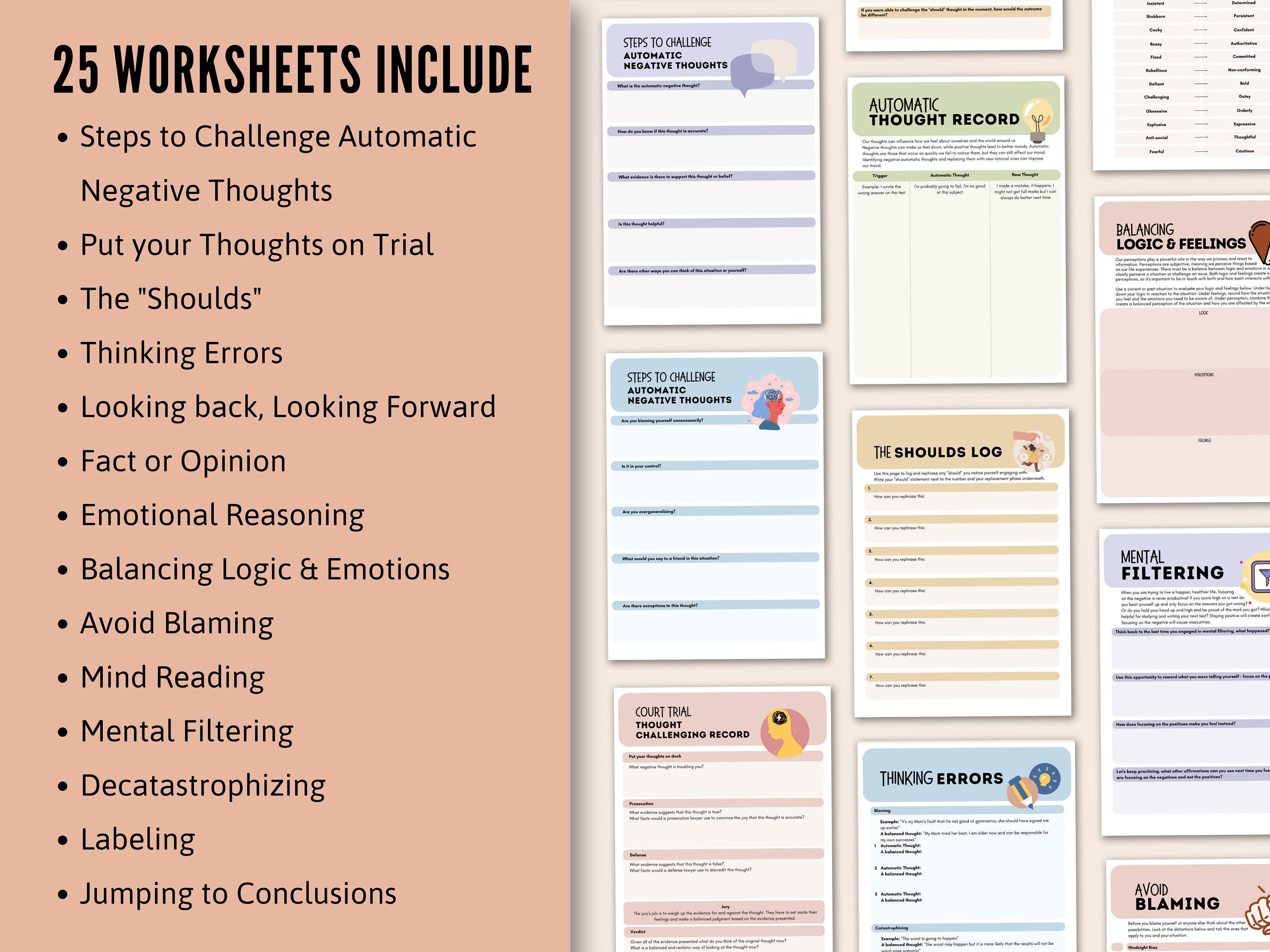 Unhelpful thinking errors and cognitive distortions.