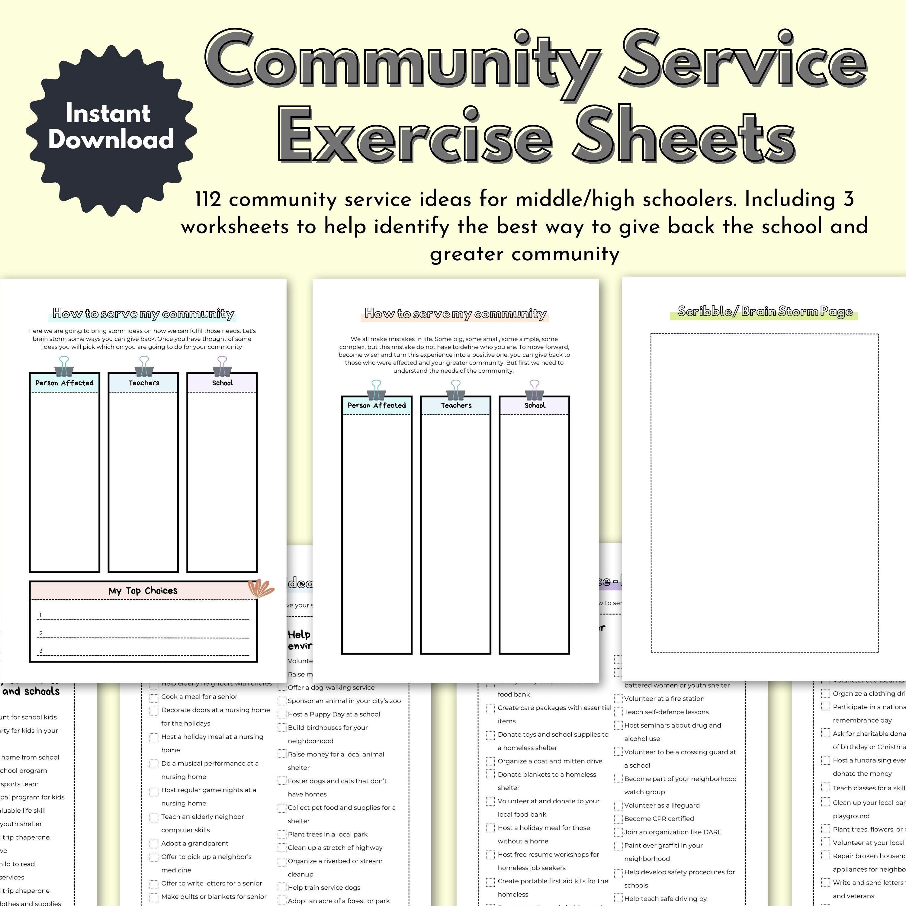 Buy Restorative Justice Worksheets With 112 Community Service Online in  India - Etsy