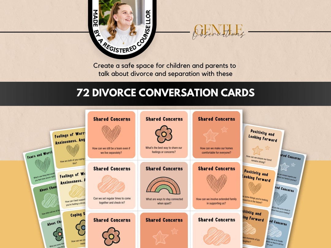 Divorce Conversation Cards for Kids and Parents, Emotional Regulation ...