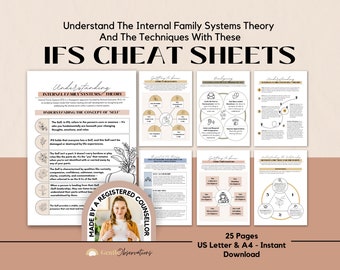 IFS Cheat Sheet Interne familiesystemen Werkbladen, onderdelen Werktherapie Kantoorformulieren voor trauma, angst, perfectionisme, emotionele regulatie