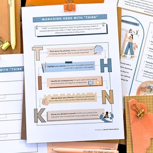 Impulse Control Worksheets for ADHD Teens & Adults: Executive Functioning Worksheets, ADHD Therapy Worksheets, Emotional Regulation Sheets image 3