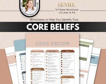 Core Beliefs Sheets, Private Practice Sheets, Emotional Regulation Tool, CBT Worksheets, Group Therapy Games, Core Values Therapy Sheets