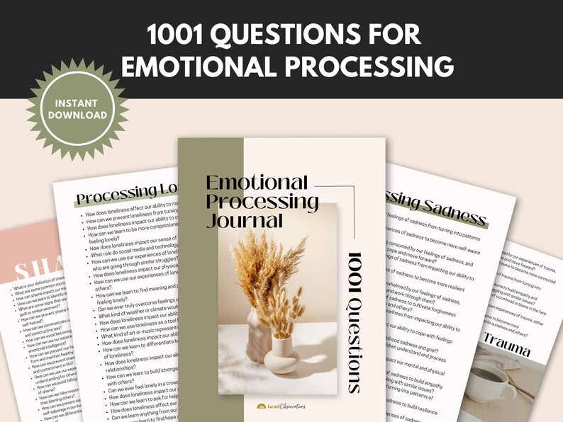 1001 preguntas para el diario de procesamiento emocional, preguntas de terapia, libro electrónico para el alivio de la ansiedad, cuaderno de ejercicios de preguntas reflexivas sobre salud mental imagen 7