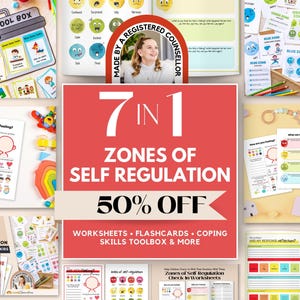 Zones of Regulation Bundle, Bulletin Board, Calming Corner Kit, Coping Skills Bundle for School Counselor Decor, Emotional Regulation, SEL image 1