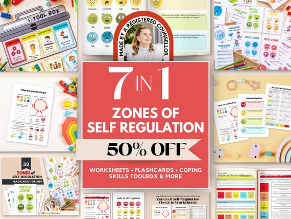 Zones of Regulation Bundle, Bulletin Board, Calming Corner Kit, Coping Skills Bundle for School Counselor Decor, Emotional Regulation, SEL