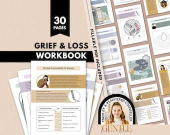 Grief Workbook for Teens & Adults, Stages of Grief Worksheets, Primary and Secondary Loss, Grief Journal, Grief Response Checklist and More