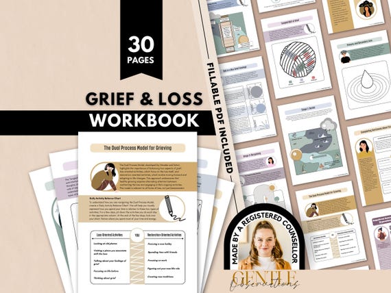 Grief Workbook for Teens & Adults, Stages of Grief Worksheets, Primary and Secondary Loss, Grief Journal, Grief Response Checklist and More