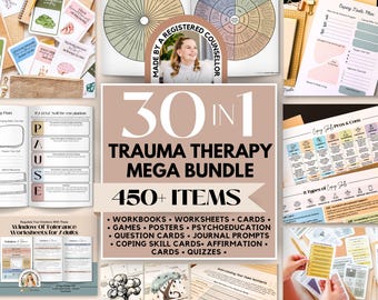Trauma Therapy Bundle (65% OFF), PTSD Worksheets, BPD Coping Skills, Narrative Therapy, Safety Plan, Crisis Therapy, Cognitive Distortions