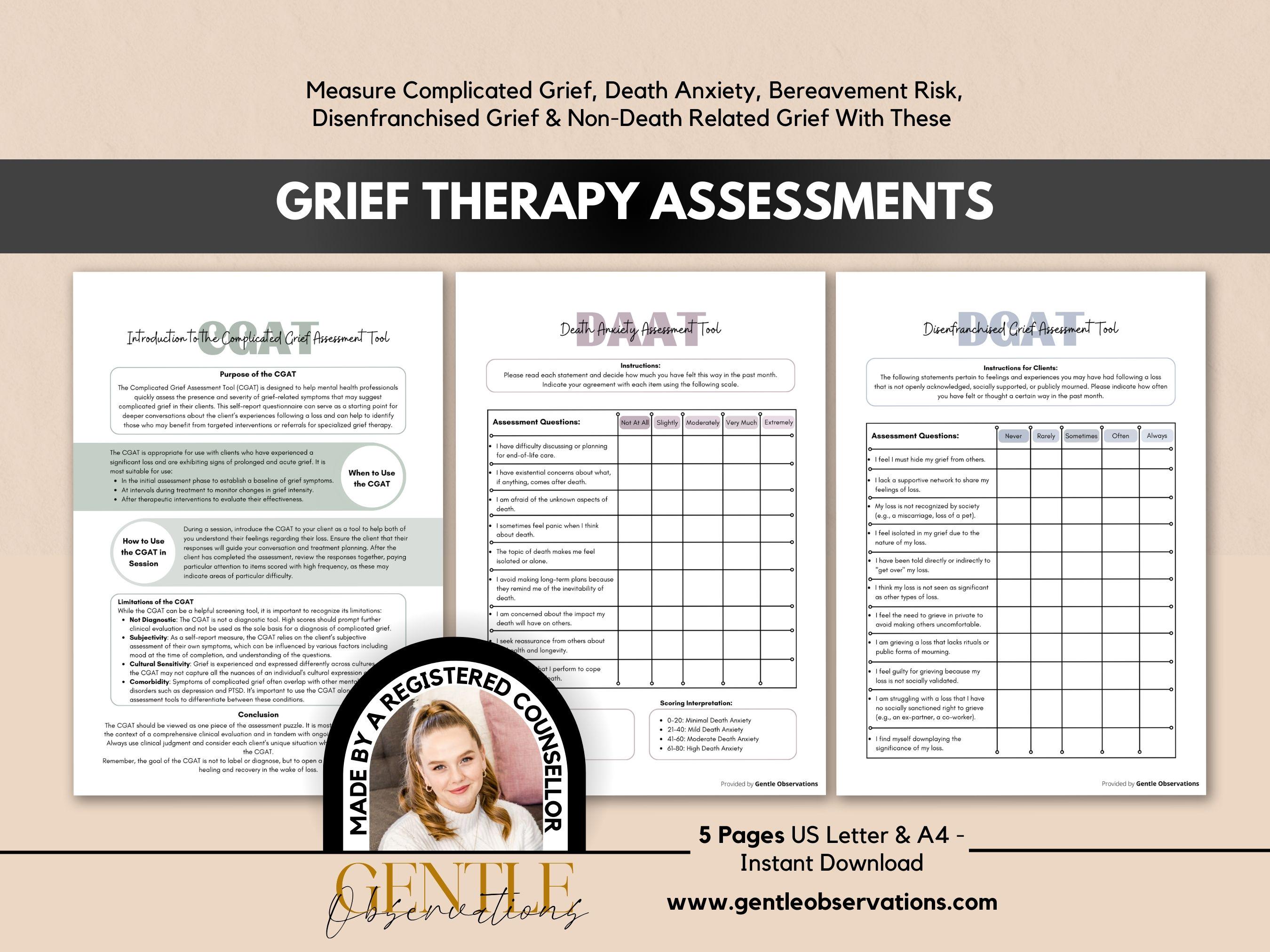 Grief Therapy Assessments: Disenfranchised Grief, Bereavement Risk