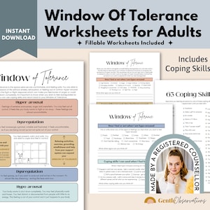 Window of Tolerance, Adult Worksheets, Trauma Therapy, Arousal States, Zones of Regulation, Coping Skills, Emotional Regulation, CBT, PTSD