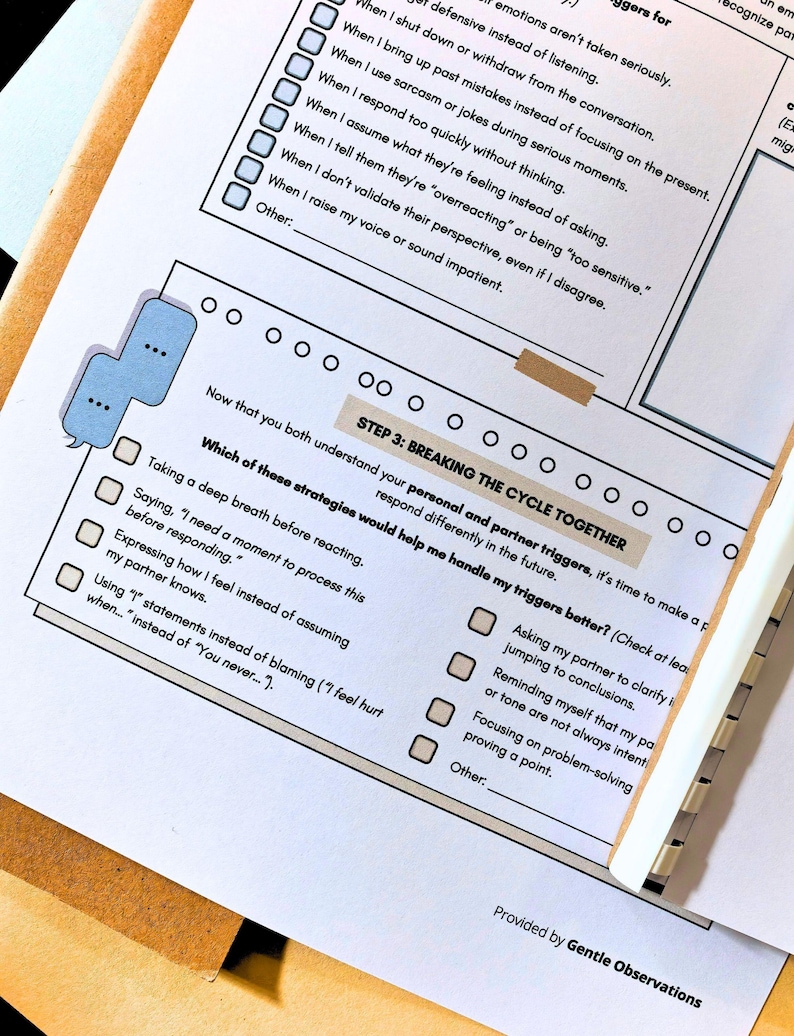 Couples Therapy Workbook: Communication Styles, Boundary Setting - Digital Download image 13