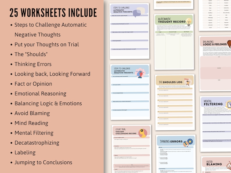 Cognitive Distortion Worksheets, Thinking Errors Flashcards, Unhelpful ...