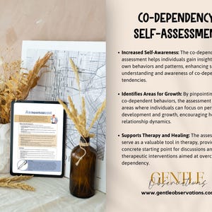 Codependent Relationships Self-Assessment for Identifying Codependent Behaviors and Traits, Codependency Therapy Worksheets, Self-Awareness image 2