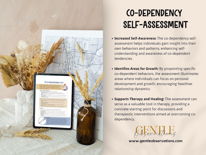Codependent Relationships Self-Assessment for Identifying Codependent Behaviors and Traits, Codependency Therapy Worksheets, Self-Awareness image 2