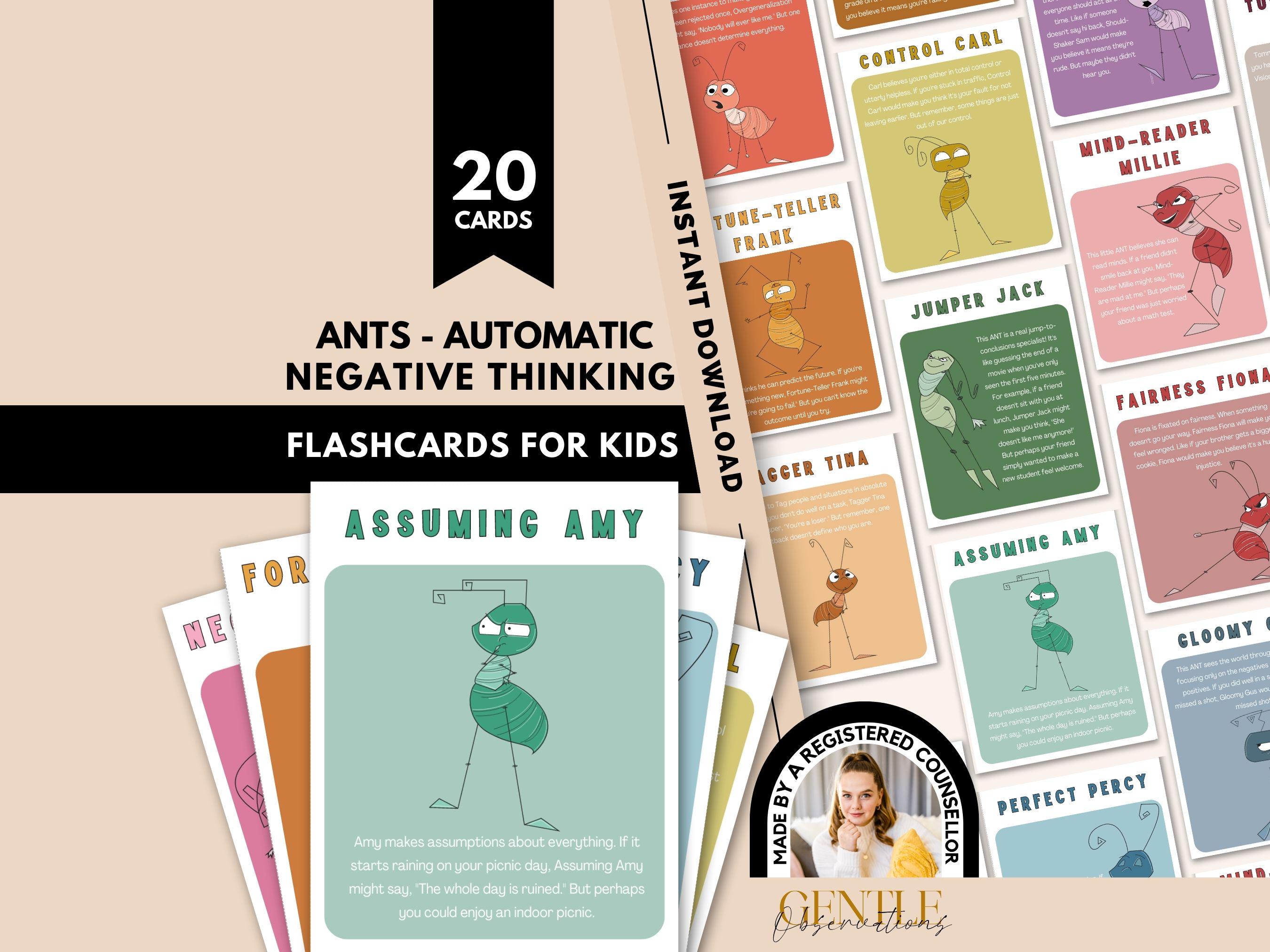 AICON「Negative Capability」25/30 アートプリント Automatic Negative Thoughts Cards for Kids, Cognitive Distortion