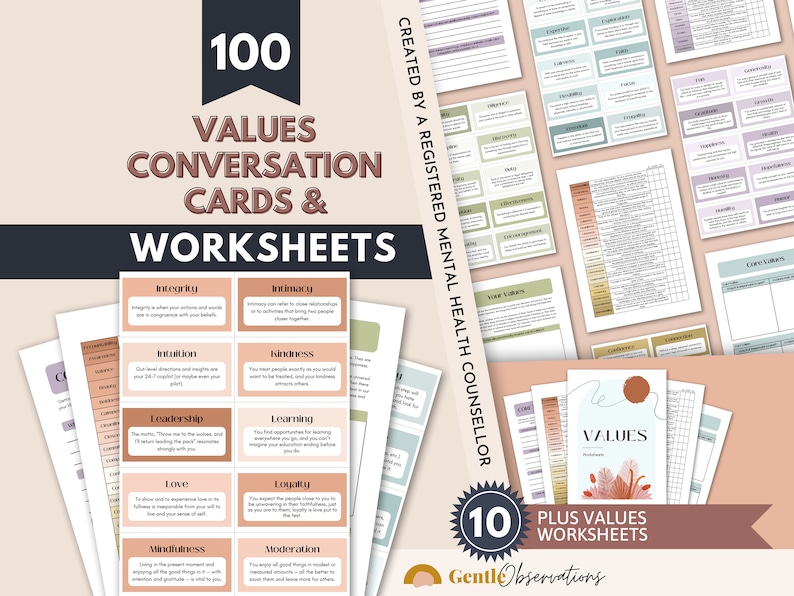 Core Values List Values Exploration and Conversation Cards Etsy