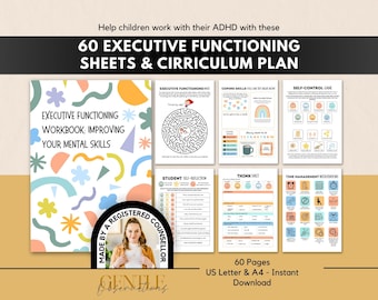 Executive Functioning Worksheets for Kids, ADHD Therapy Resources, ADHD Worksheets Group Counseling, ADHD Planner, Social Emotional Learning
