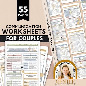 Couples Communication Worksheets, Couples Therapy Workbook, Couples Counseling, Communication Styles, Love Languages, Boundary Setting Tool