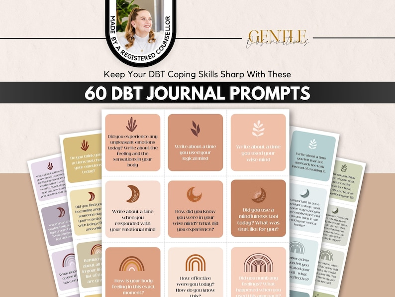 DBT Journal Prompts, Emotional Regulation, Mindfulness (Digital Download) image 1