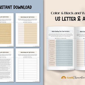 Signs of Fight Flight Freeze and Fawn Response Worksheets for ...