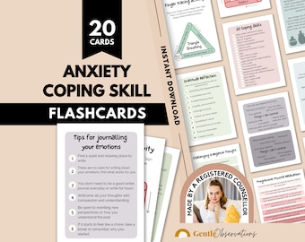 Anxiety Relief Coping Skill Flashcards Anxiety Relief Coping Cards DBT Mindfulness Panic Coping Cards, Therapy Office Tools CBT Psychologist