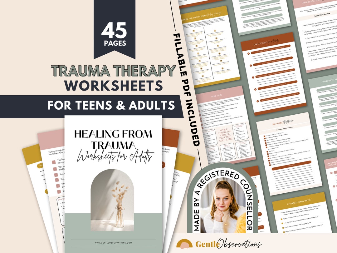 Trauma Therapy Worksheets PTSD Workbook Anxiety Relief Mindfulness