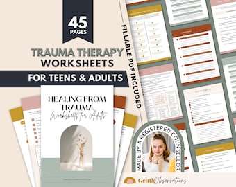 Könnte beinhalten: Ein Set mit 45 druckbaren Trauma-Therapie-Arbeitsblättern für Jugendliche und Erwachsene. Die Arbeitsblätter sollen Einzelpersonen helfen, von Traumata zu heilen und wurden von einem registrierten Berater erstellt. Das Titelbild zeigt eine Vase mit getrockneten Blumen vor einem Fenster, durch das Sonnenlicht scheint.