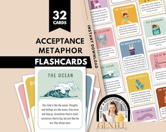 Acceptans- och engagemangsterapi-metaforkort för barn, ACT-terapi, kognitiv defusion, ACT-flashkort för psykologisk flexibilitet