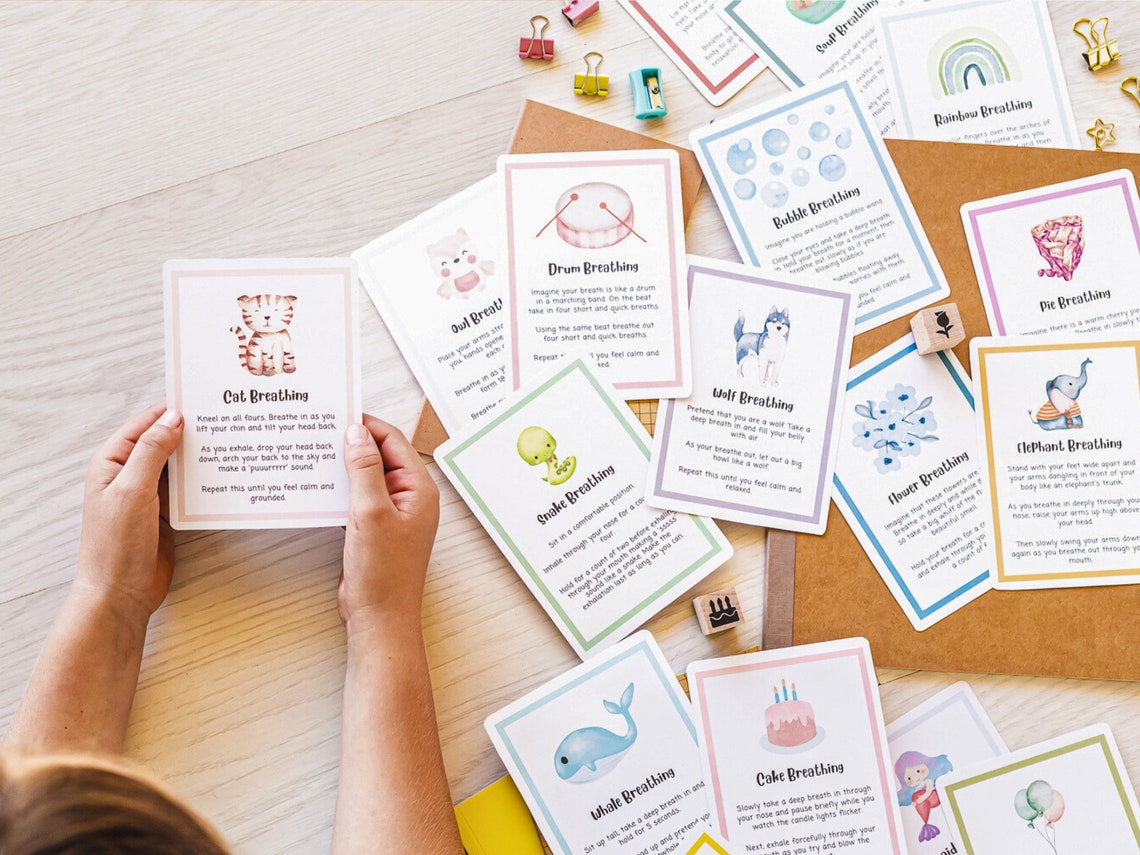 Scripted Mindfulness Breathing Cards for Kids Anxiety Relief Tool for ...